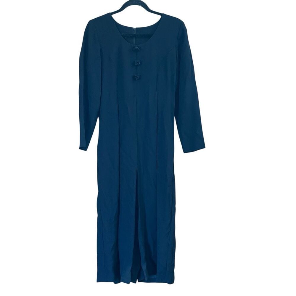 Vintage Donna Ricco 90s black palazzo wide leg jumpsuit petite